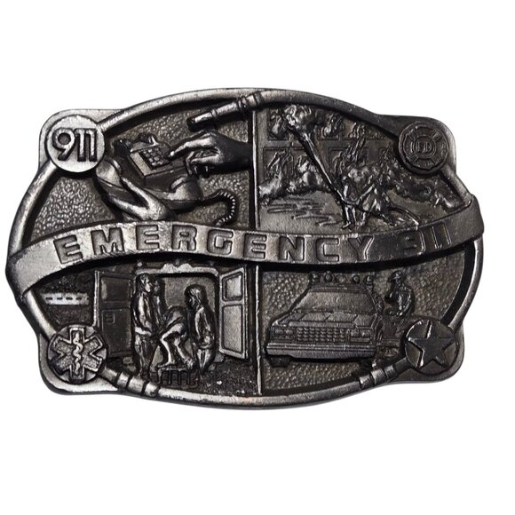 Paramedic Fireman Police Belt Buckle Vintage Emergency 911 Officer Fire Fighter - Picture 1 of 15